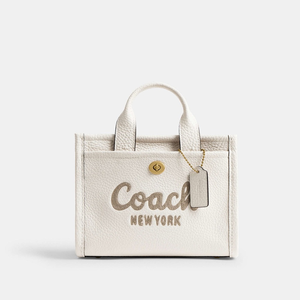 Coach Cream Leather Tote with Gold Accents
